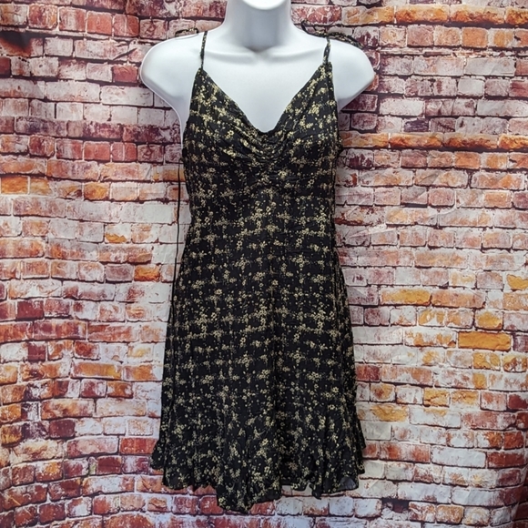 Free People Intimately Caught Up Ditsy Floral Black Slip Mini Dress - Picture 11 of 11